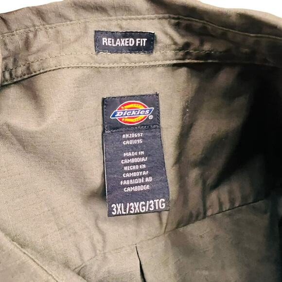 Dickies Button Front Short Sleeve Ripstop Shirt Green Mens 3XL - Picture 6 of 7